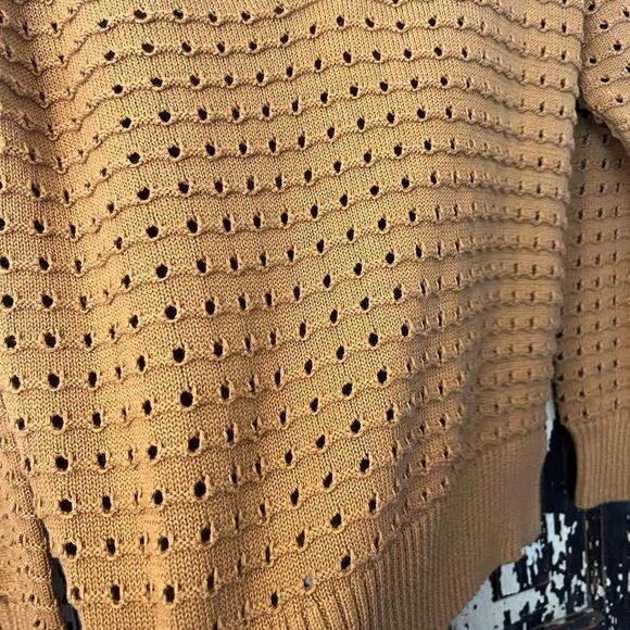 Joie Camel Brown Tan Open Knit Polo Sweater Top women’s  Size XS. - Picture 3 of 7